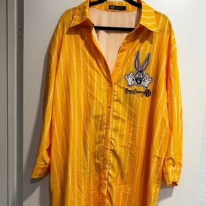 Looney Tunes Bugs Bunny Yellow Striped Shirt Dress 1X